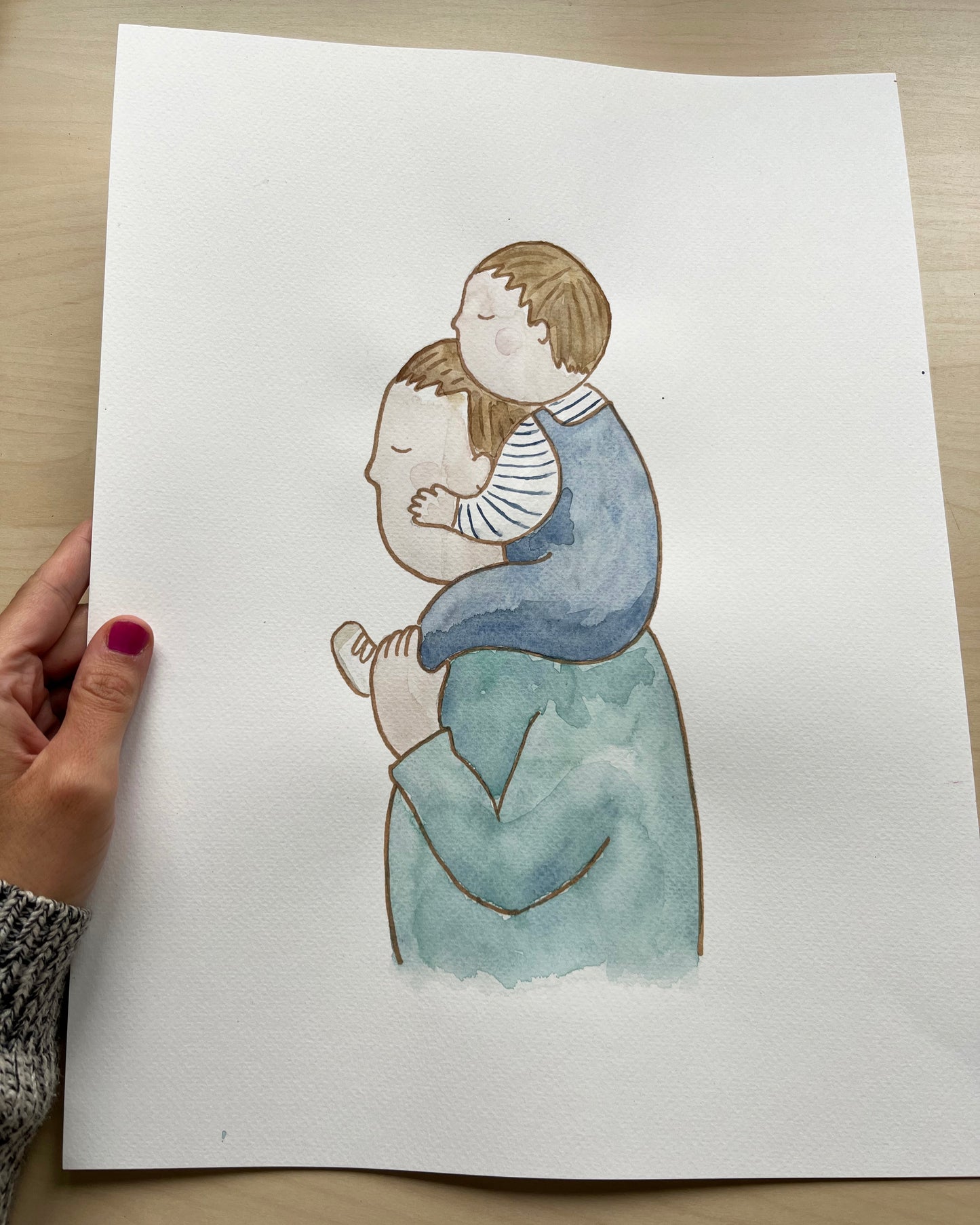 Acuarela Padre e hijo.