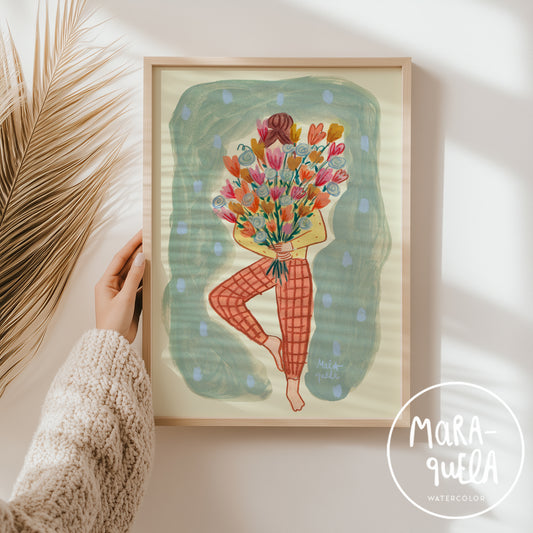 Lámina Mujer con Flores