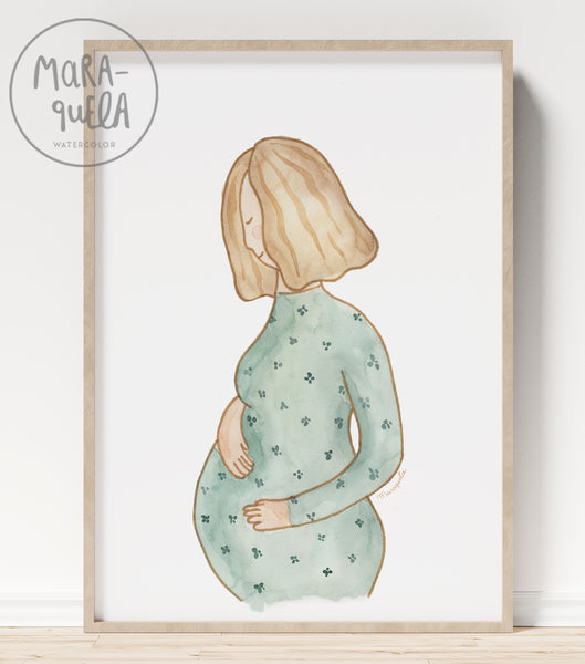 Ilustración Embarazo - Verde agua