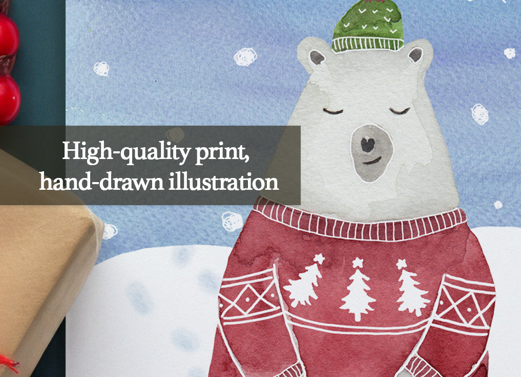 Postal de Navidad imprimible – Oso Polar 🐻❄️
