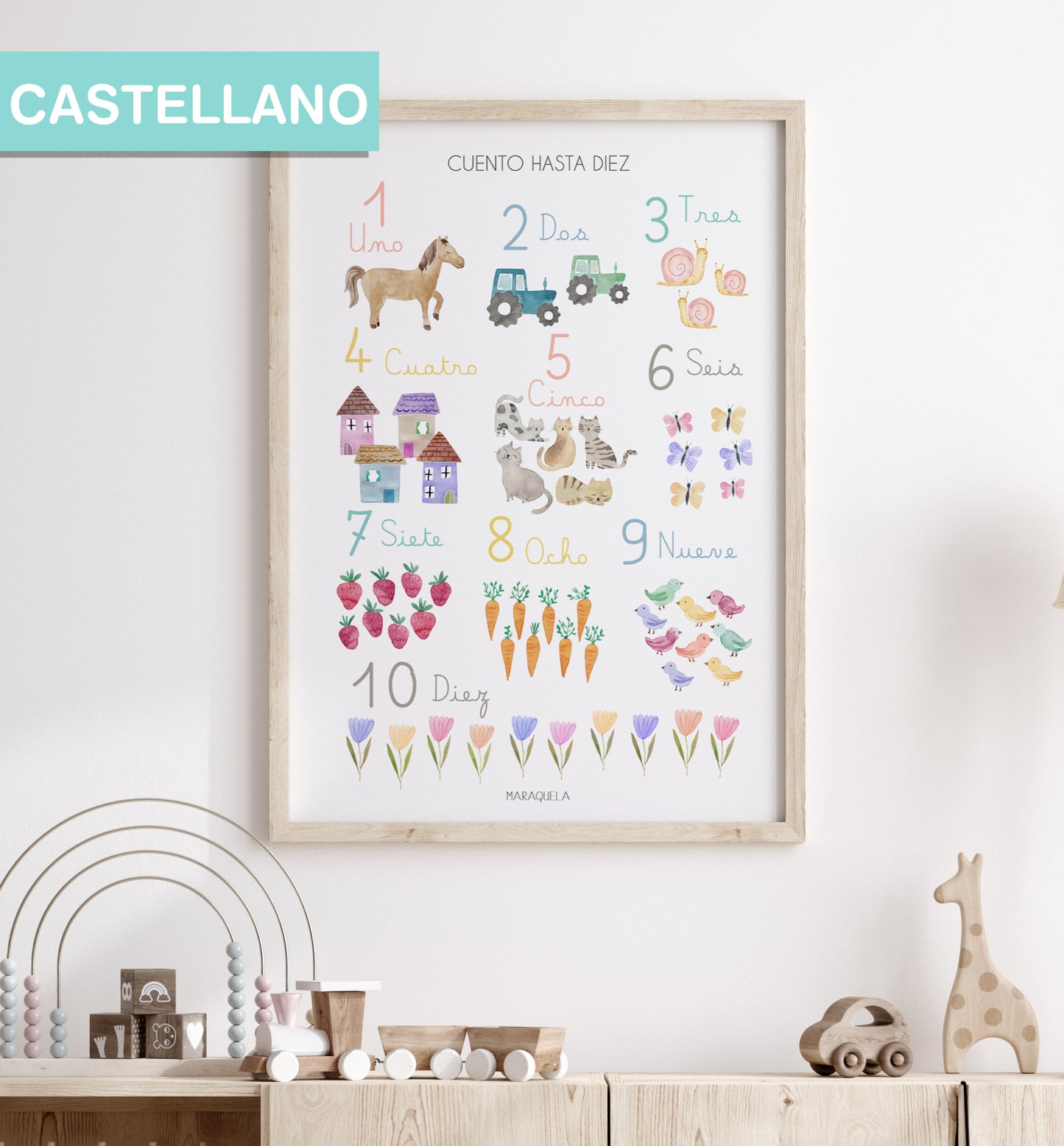 Lámina Números "Cuento hasta diez" - CASTELLANO
