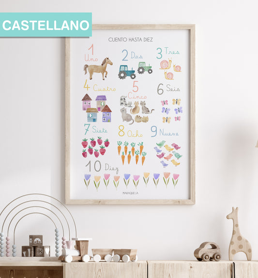 Lámina Números "Cuento hasta diez" - CASTELLANO