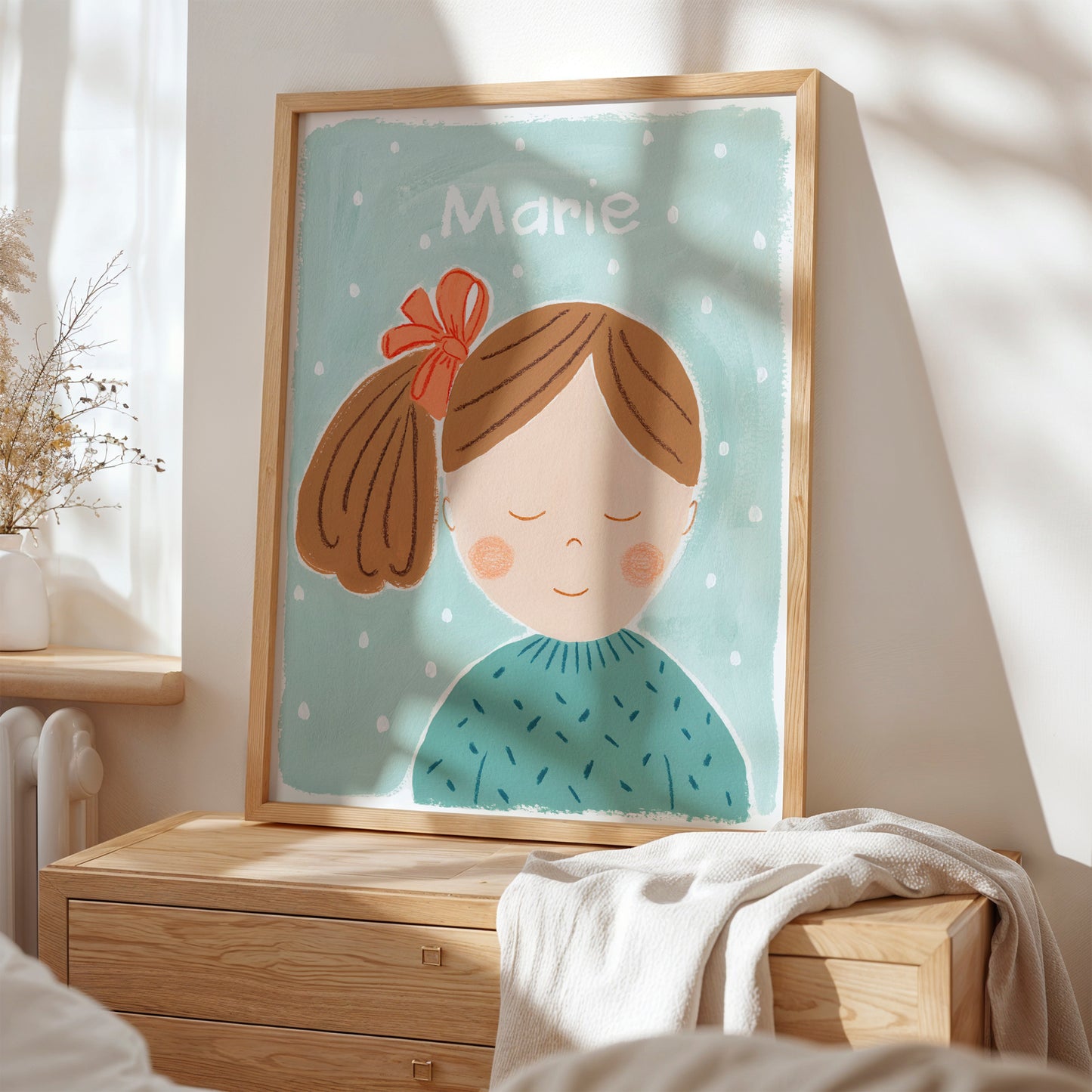 Niña No. 4 | Lámina para la decoración de las niñas | Retrato infantil Niña con lazo