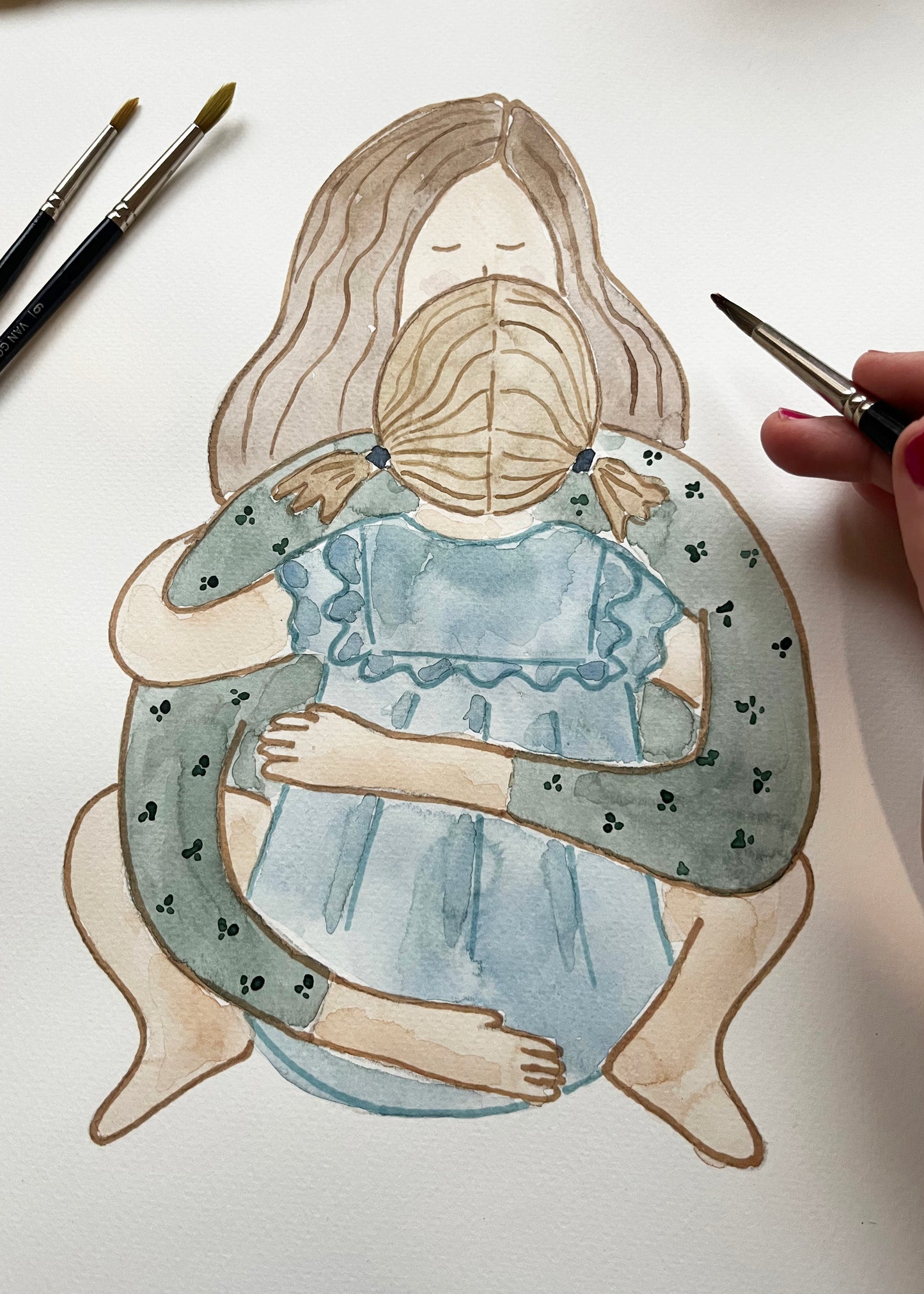 Ilustración Abrazo Mamá y Niña
