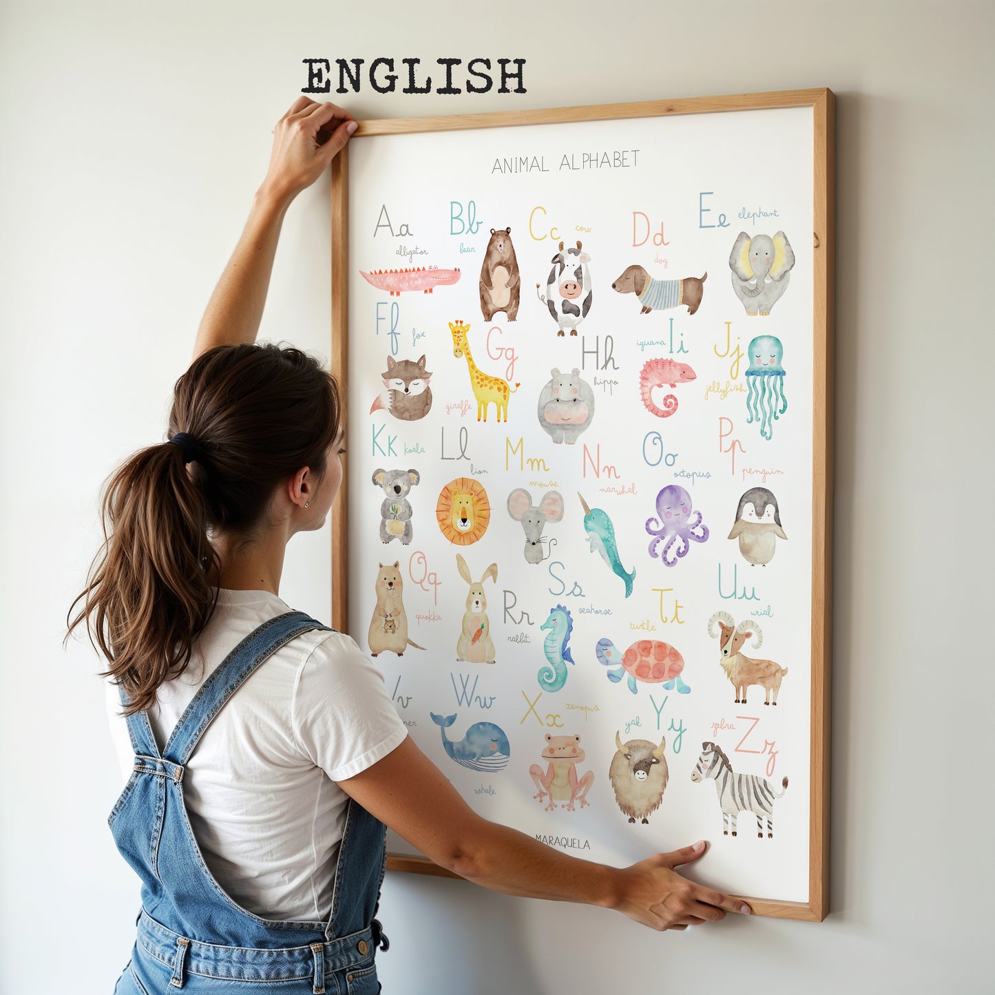 Lámina Abecedario infantil en INGLÉS/ Animal Alphabet