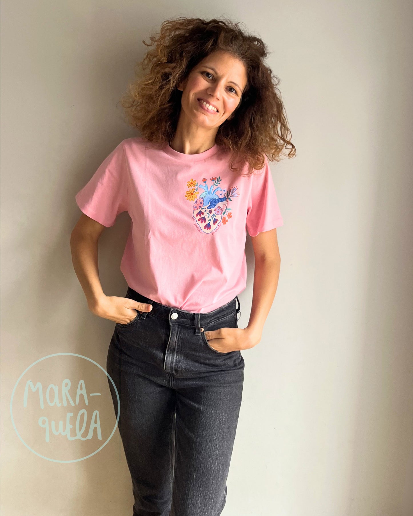 Camiseta mujer - Corazón "Mi Jardín Secreto" (Rosa)