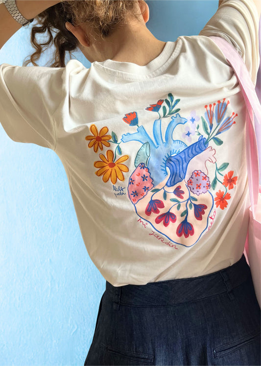 Camiseta mujer - Corazón "Mi Jardín Secreto" (Espalda)