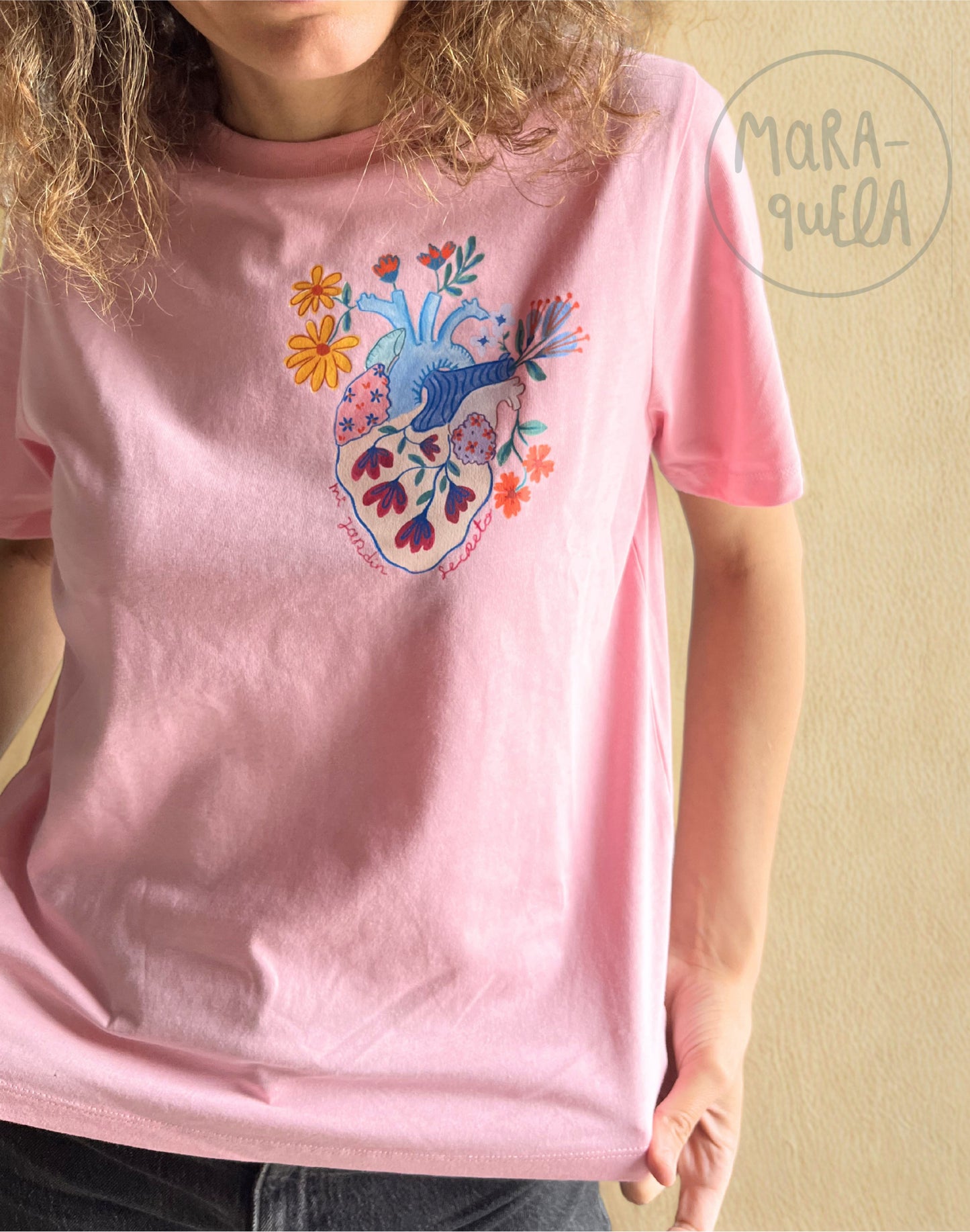 Camiseta mujer - Corazón "Mi Jardín Secreto" (Rosa)