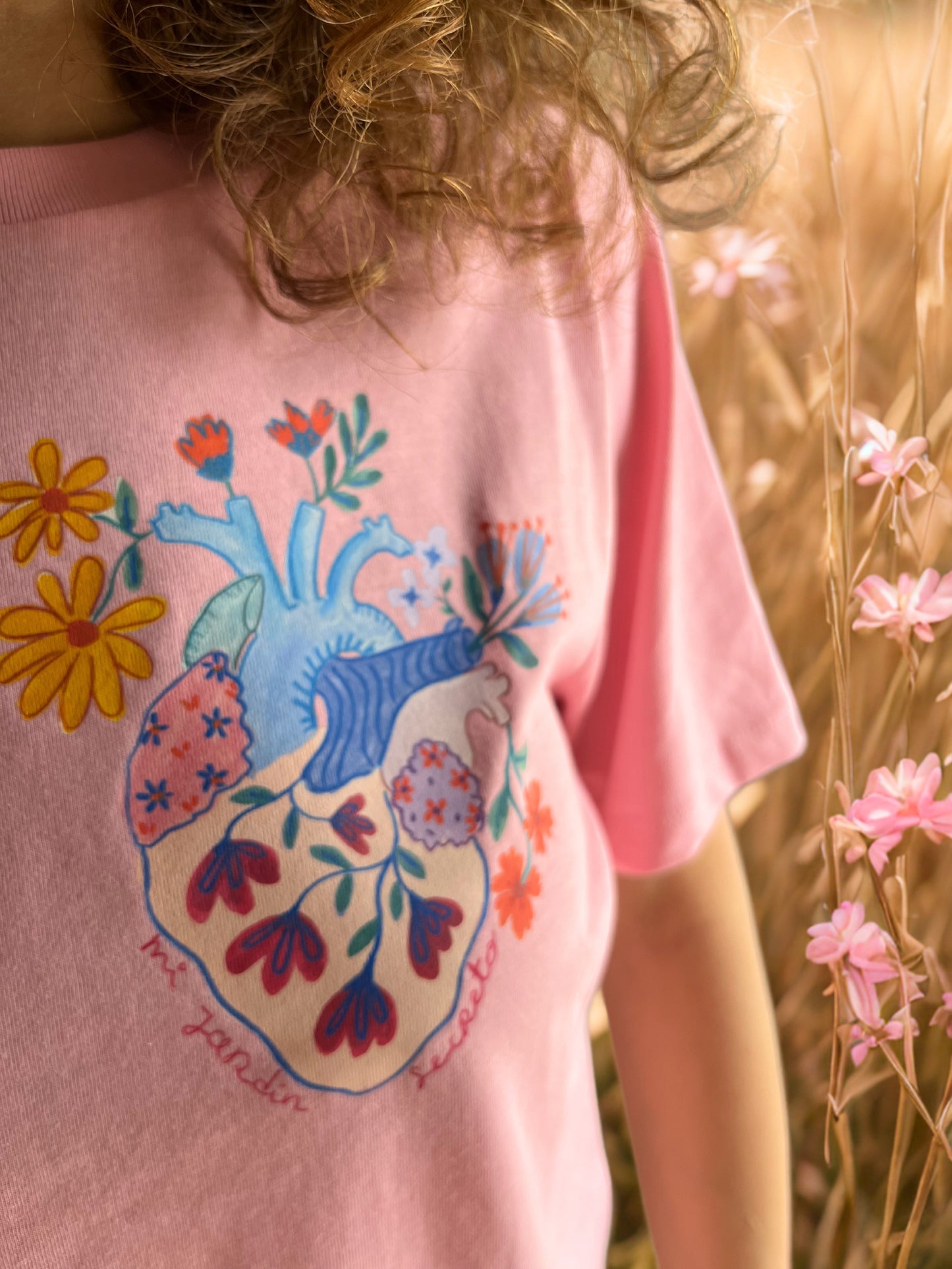 Camiseta mujer - Corazón "Mi Jardín Secreto" (Rosa)
