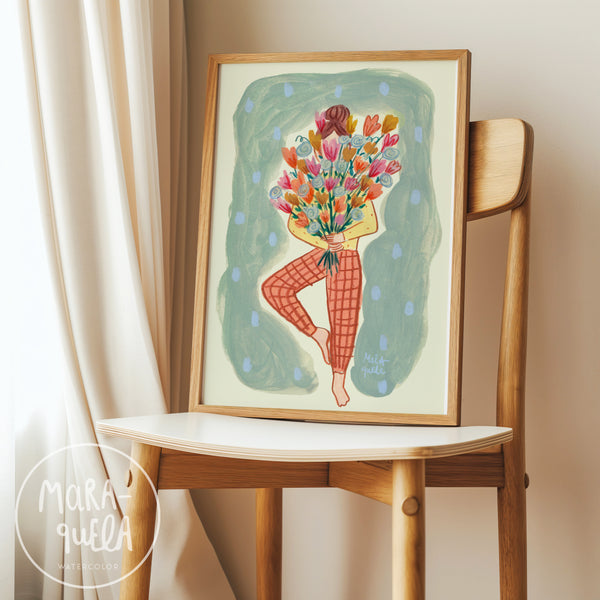 Lámina Mujer con Flores