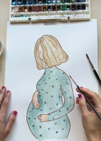 Ilustración Embarazo - Verde agua