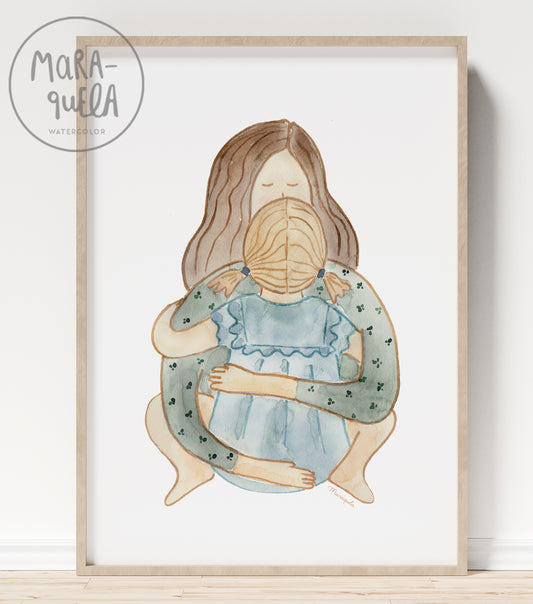 Ilustración Abrazo Mamá y Niña