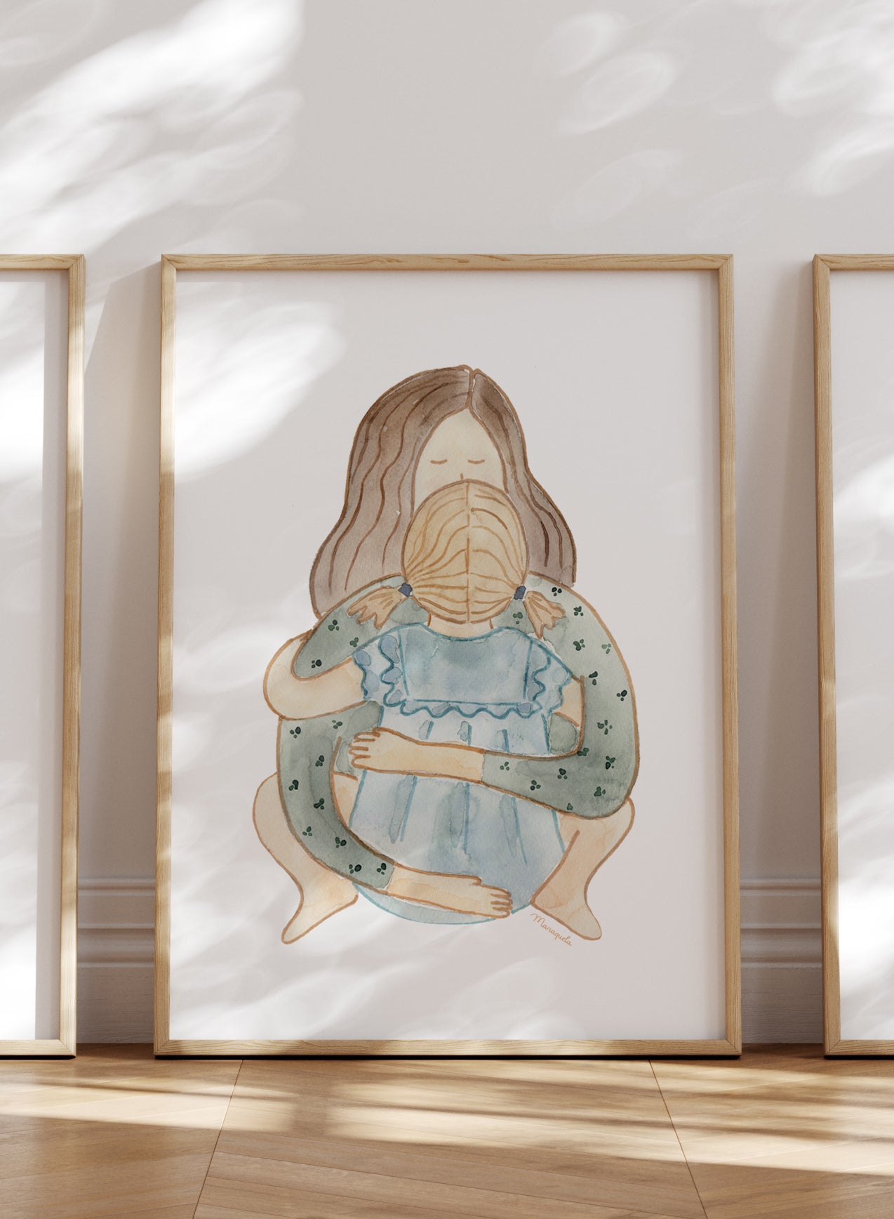 Ilustración Abrazo Mamá y Niña