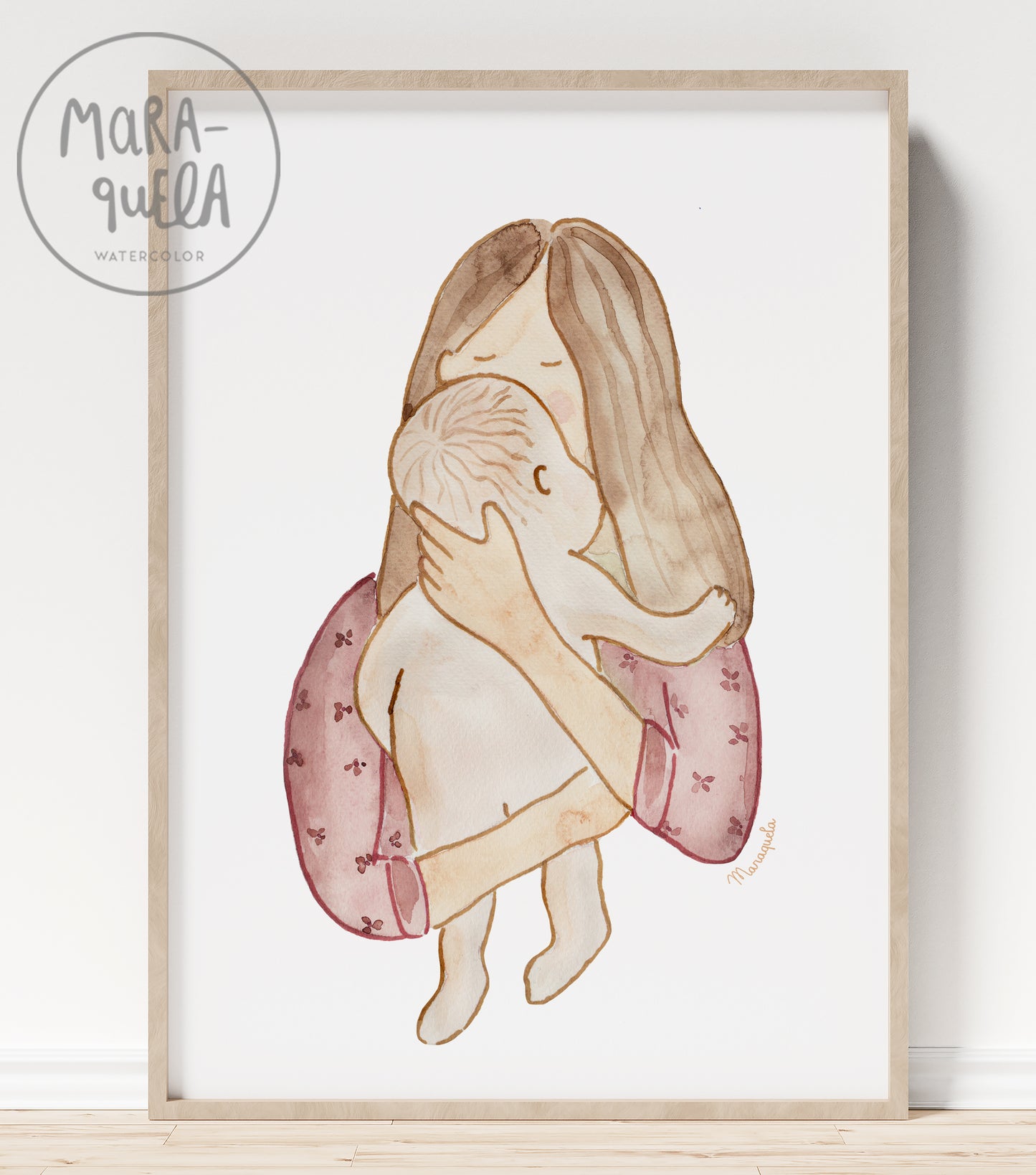Ilustración Madre e Hijo -  Borgoña