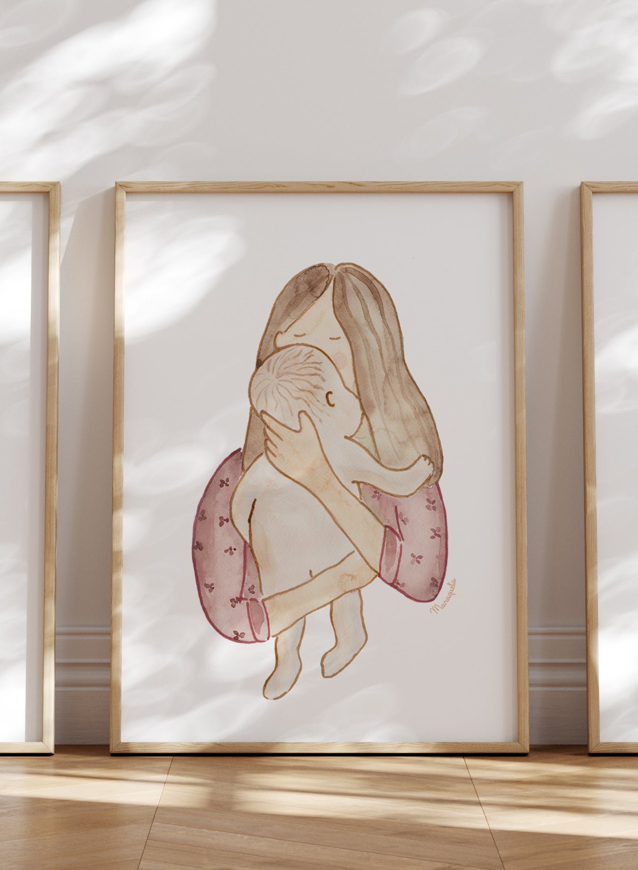 Ilustración Madre e Hijo -  Borgoña