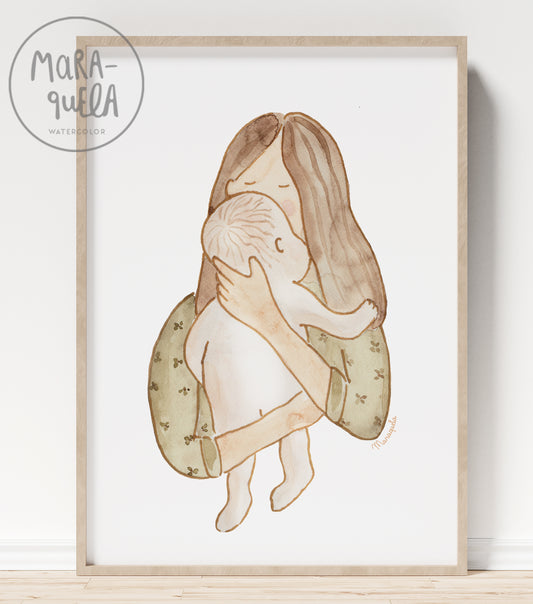 Ilustración Madre e Hijo - Verde