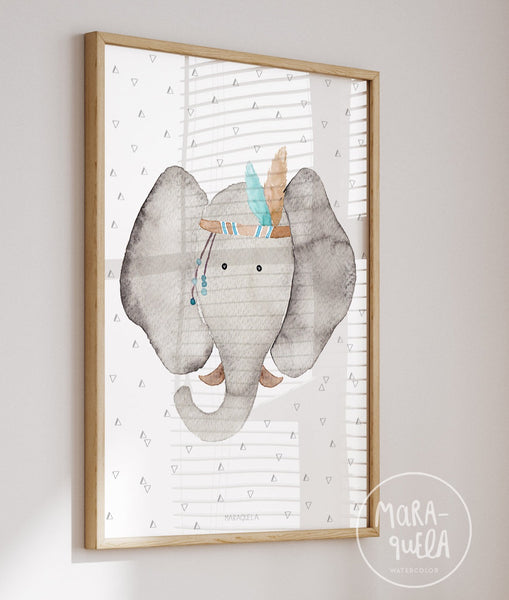 lámina infantil elefante gris para la decoración de los niños