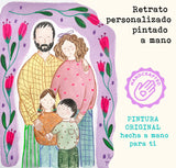 Retrato familiar personalizado - Pintado a mano