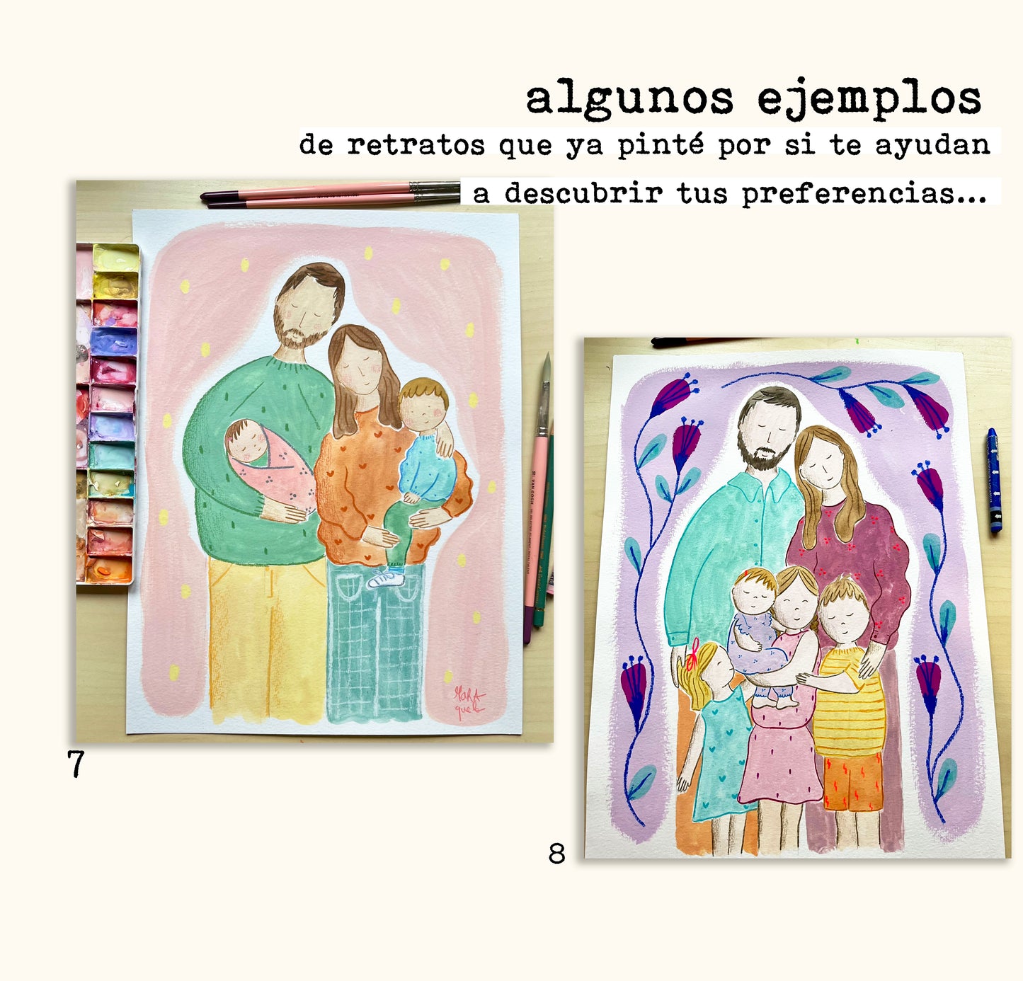 Retrato familiar personalizado - Pintado a mano