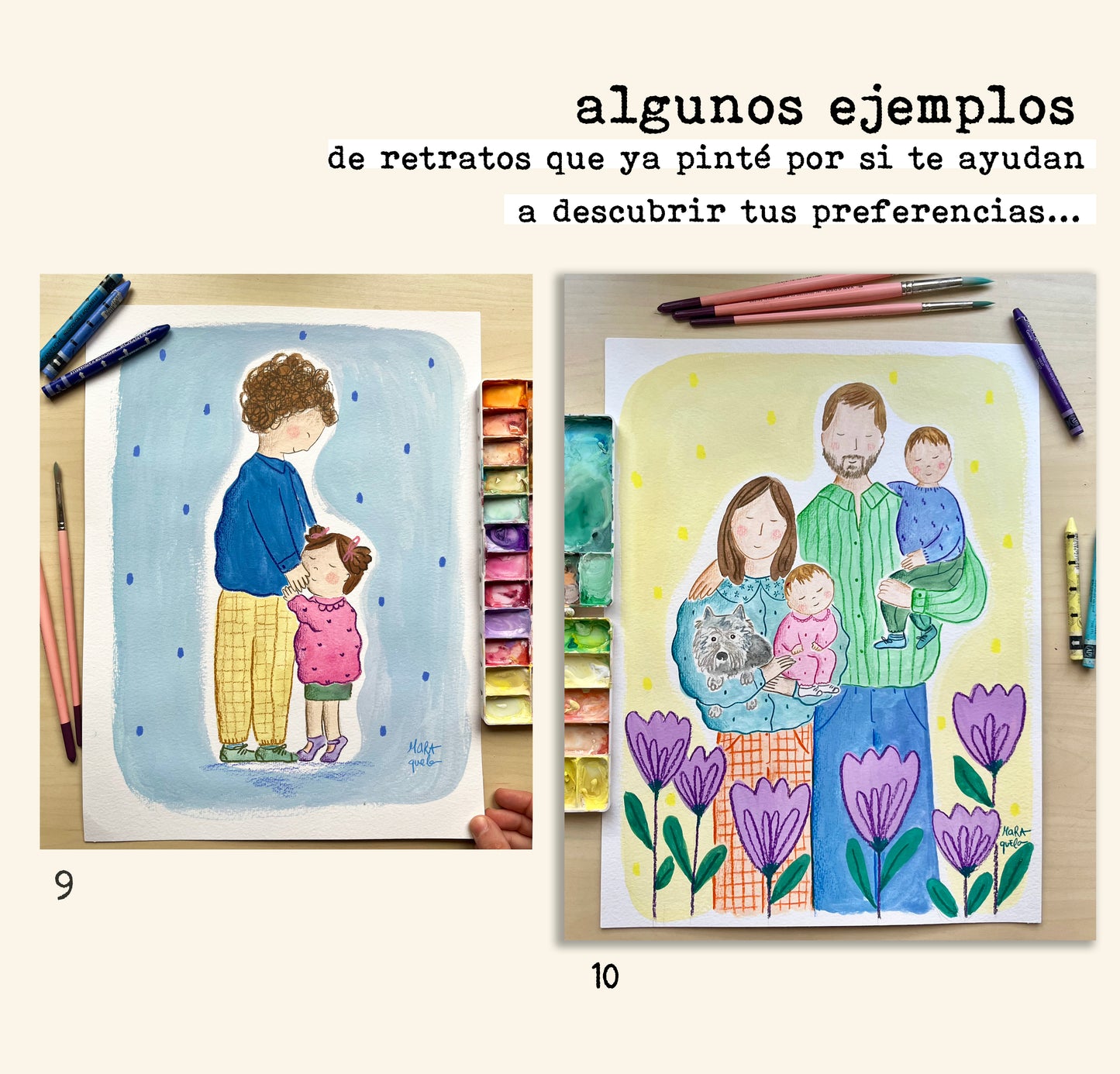 Retrato familiar personalizado - Pintado a mano