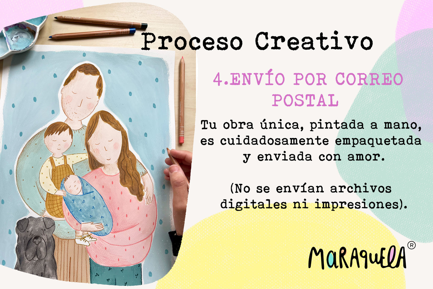 Retrato familiar personalizado - Pintado a mano