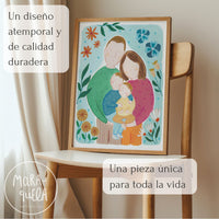 Retrato familiar personalizado - Pintado a mano