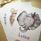 set de láminas infantiles con cabeza de elefante