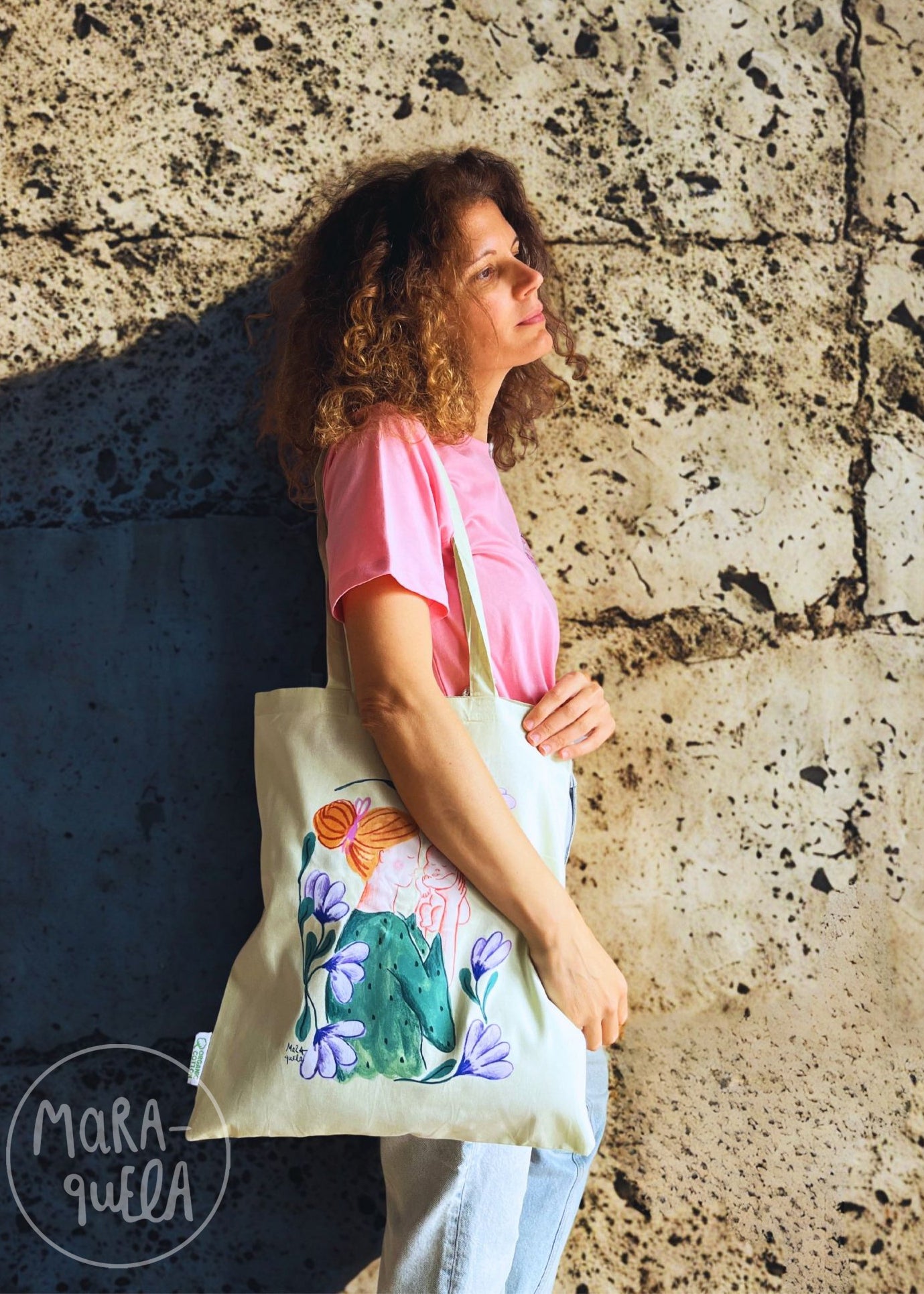 Tote Bag - Madre con bebé tonos verdes