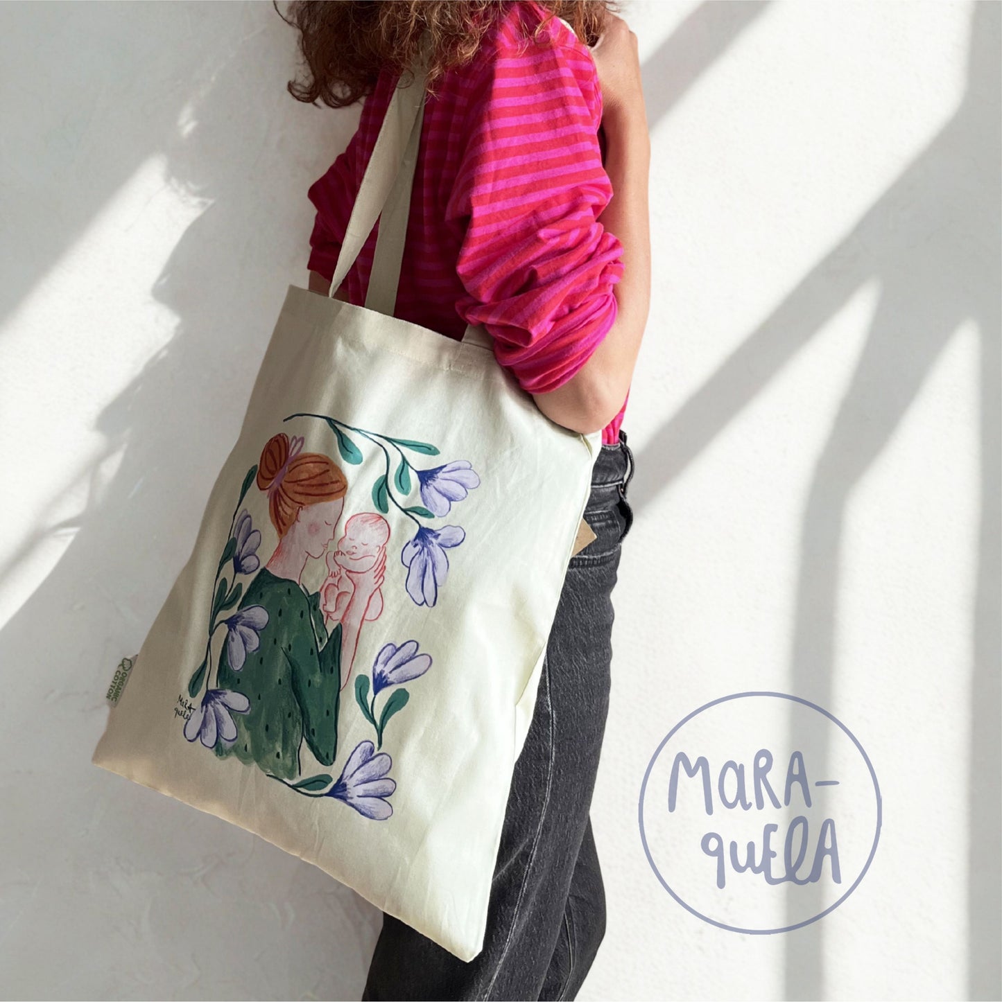 Tote Bag - Madre con bebé tonos verdes