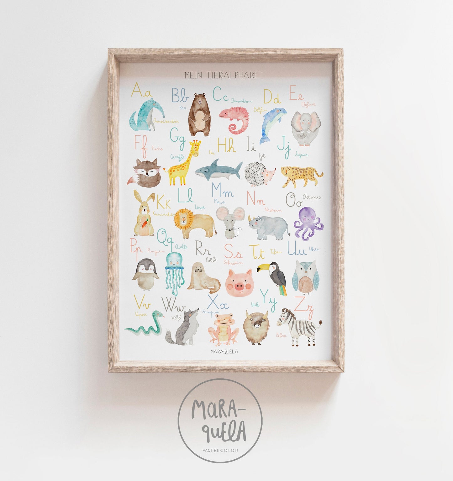 cuadro del alfabeto alemán para la decoración infantil
