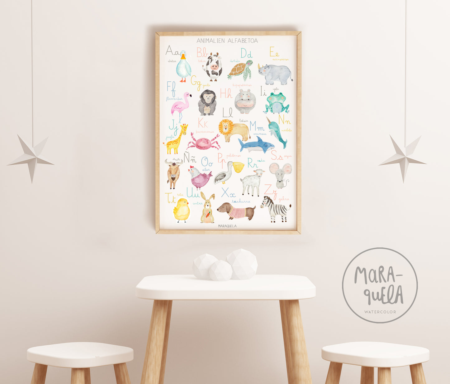 poster del abecedario euskera para niños