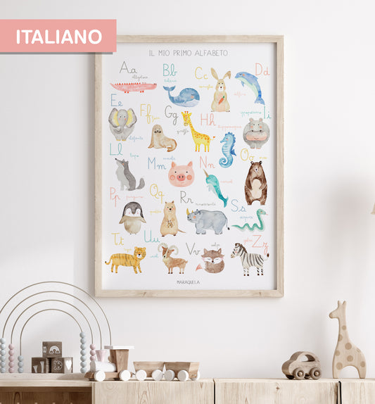 Lámina Abecedario infantil en italiano