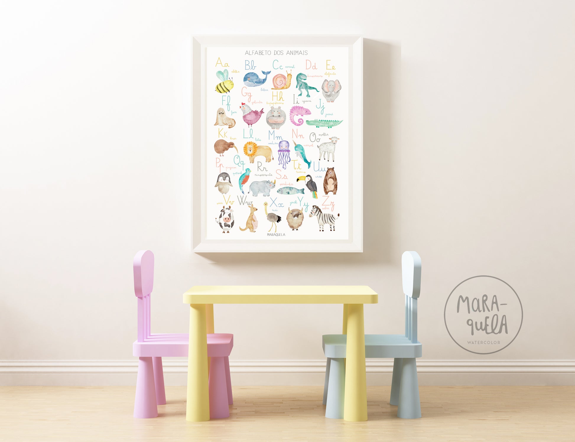 habitacion infantil con alfabeto portugues